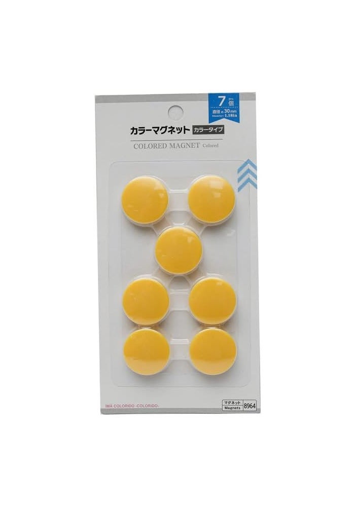 Daiso Colored Magnet - Yellow - 30mm - 1.18in - 7 Pcs - Image 1